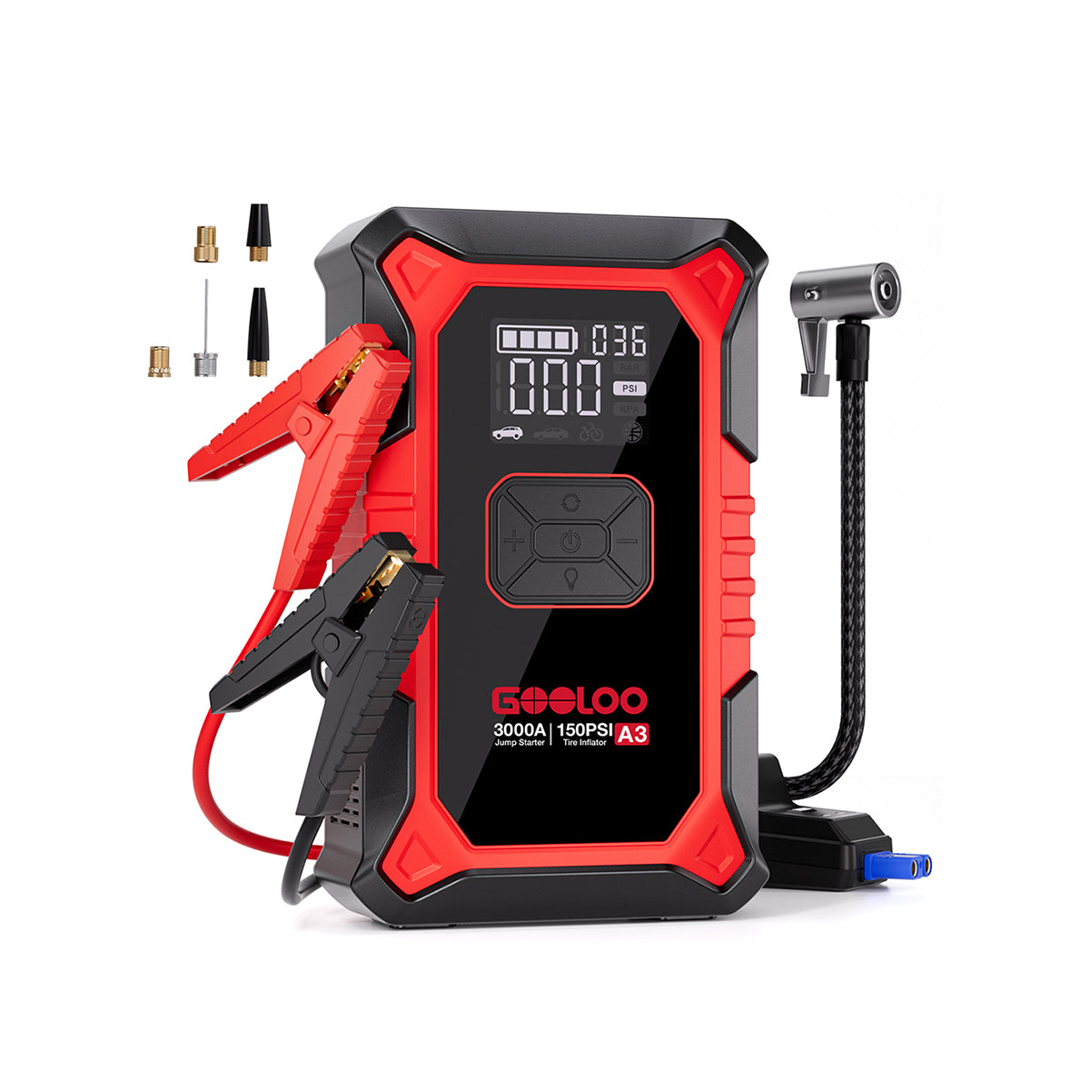 GOOLOO A3 3000A Supersafe Jump Starter Air Compressor