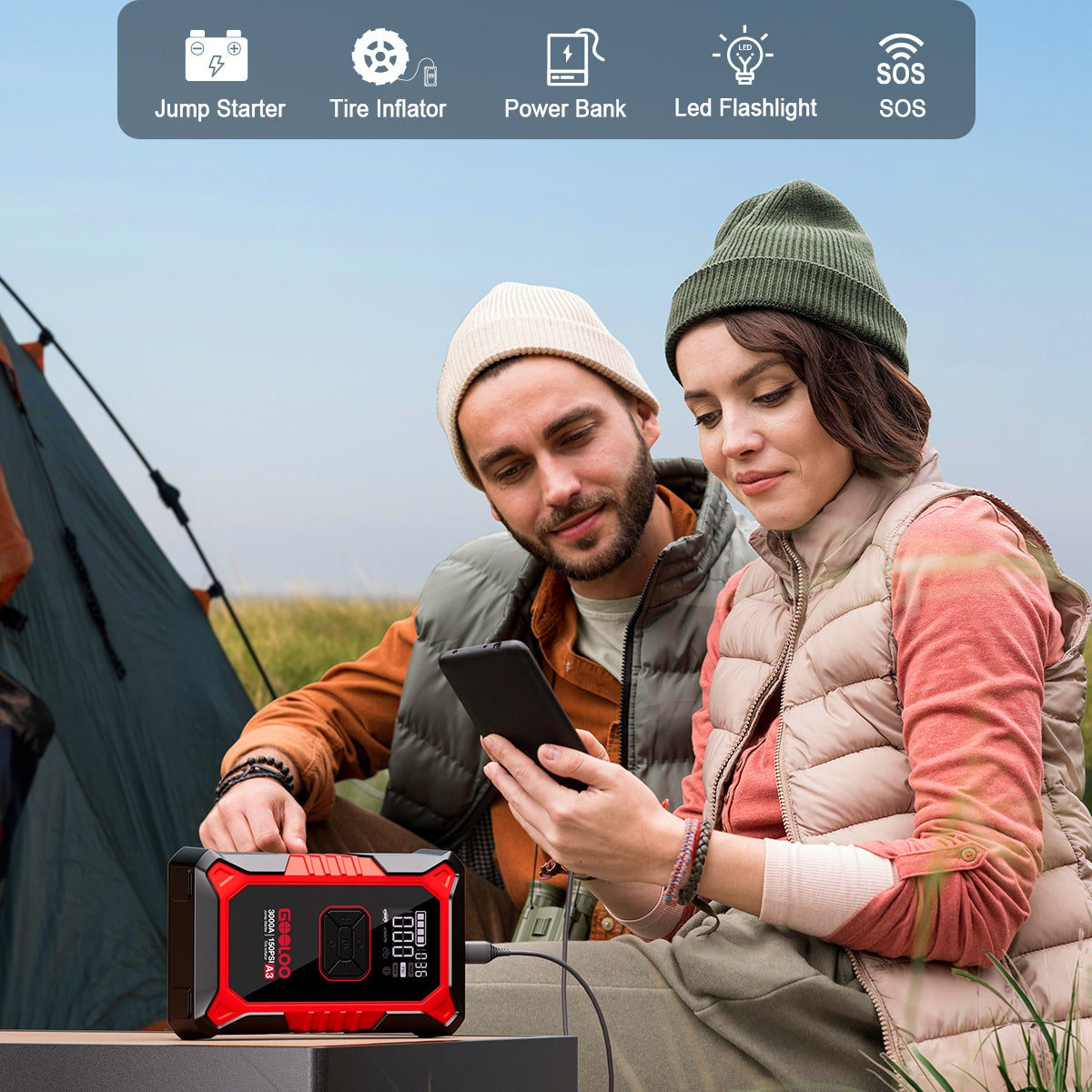 GOOLOO A3 Jump Starter with Air Compressor + F3 Electric Air Duster