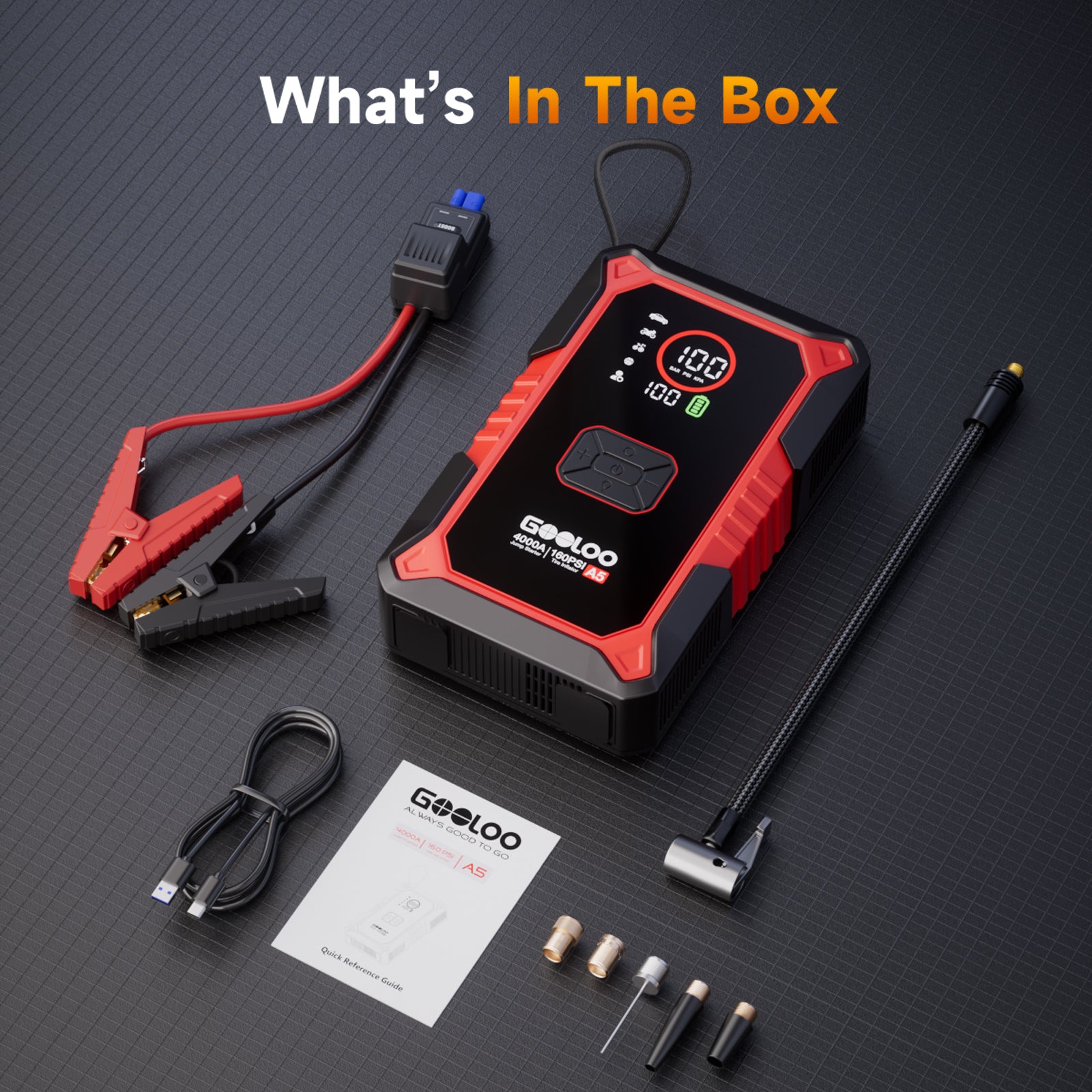 GOOLOO A5 Jump Starter with Air Compressor 4000A