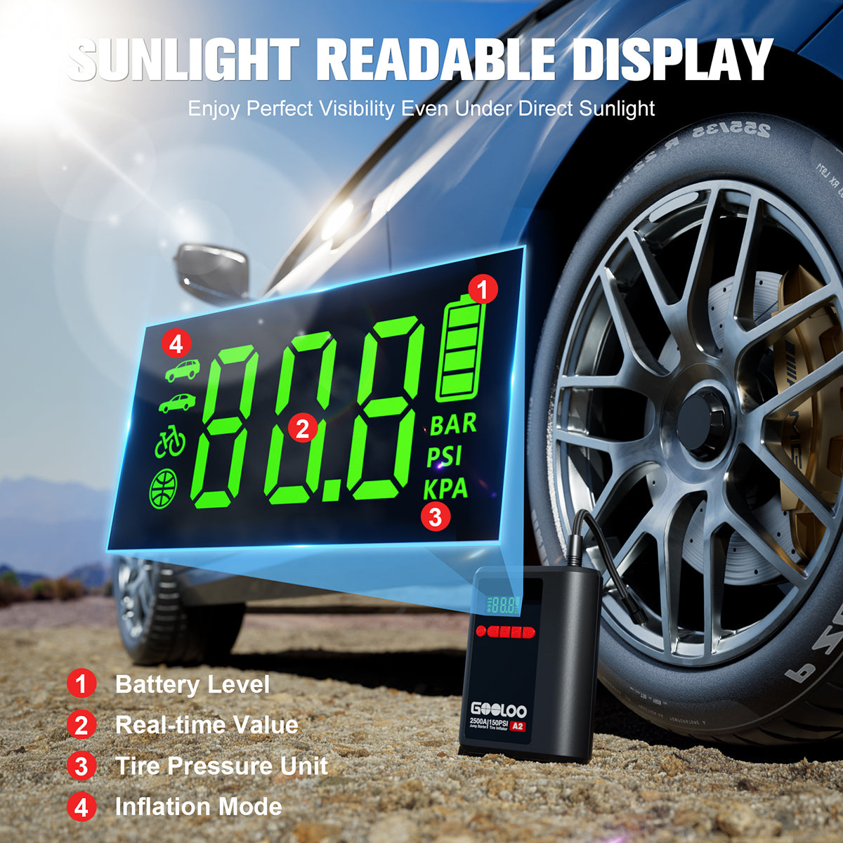 【Clearance Sale】GOOLOO A2 Jump Starter with Air Compressor