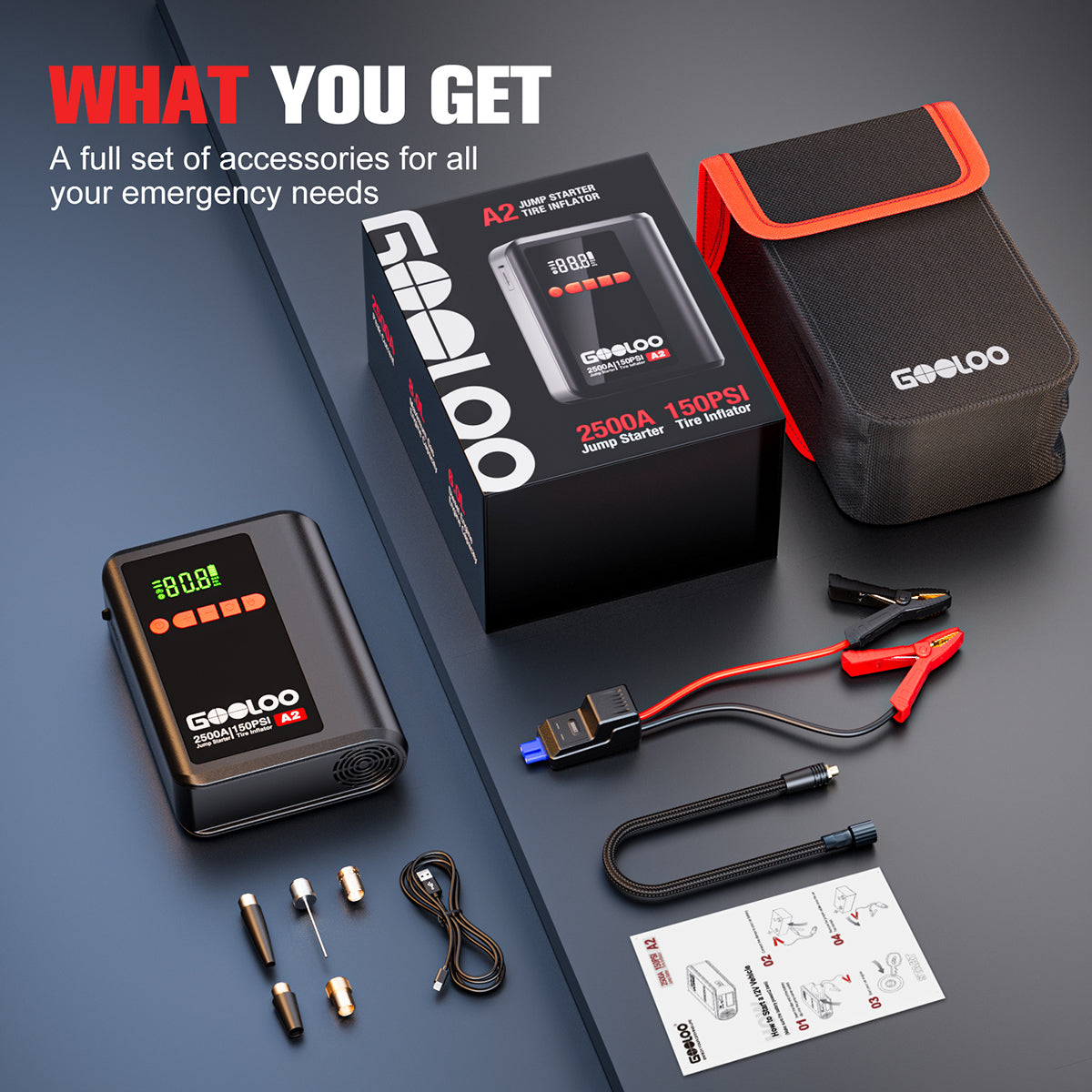 【Clearance Sale】GOOLOO A2 Jump Starter with Air Compressor
