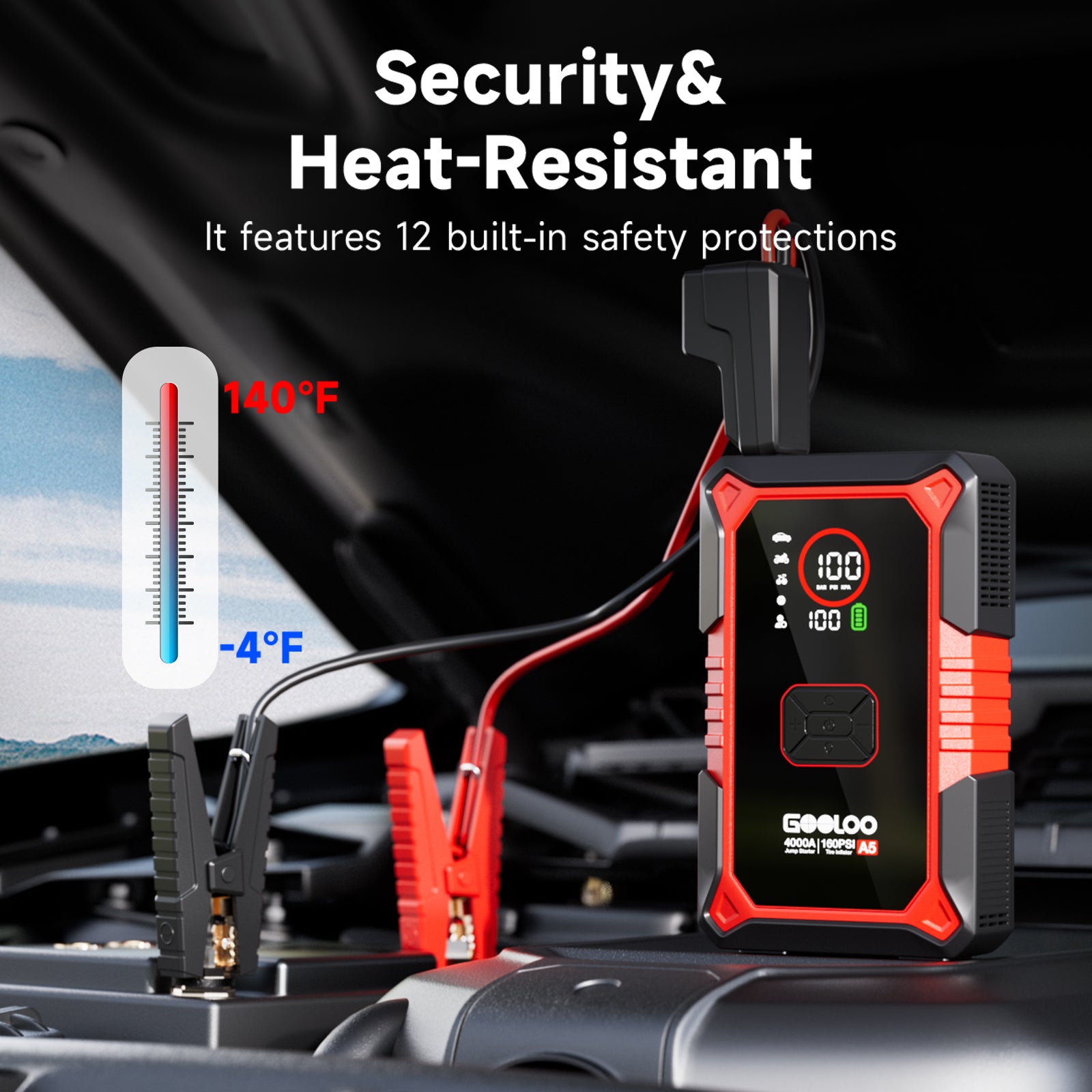 GOOLOO A5 Jump Starter with Air Compressor 4000A