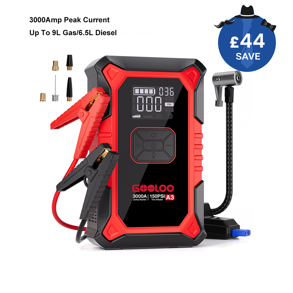 GOOLOO A3 Jump Starter with Air Compressor
