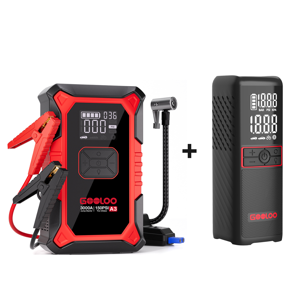 GOOLOO A3 Jump Starter with Air Compressor 3000A