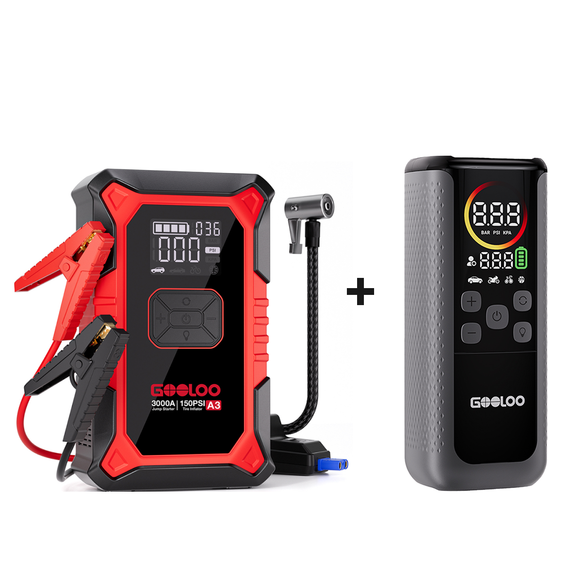 GOOLOO A3 Jump Starter with Air Compressor 3000A