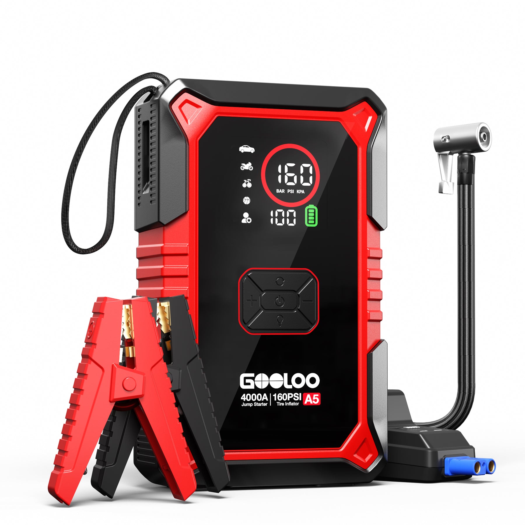 GOOLOO A5 4000A Supersafe Jump Starter Air Compressor