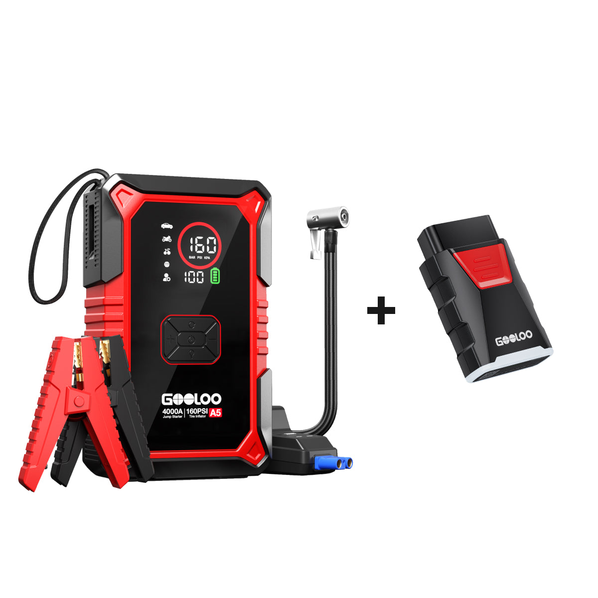 GOOLOO A5 4000A Supersafe Jump Starter with Air Compressor