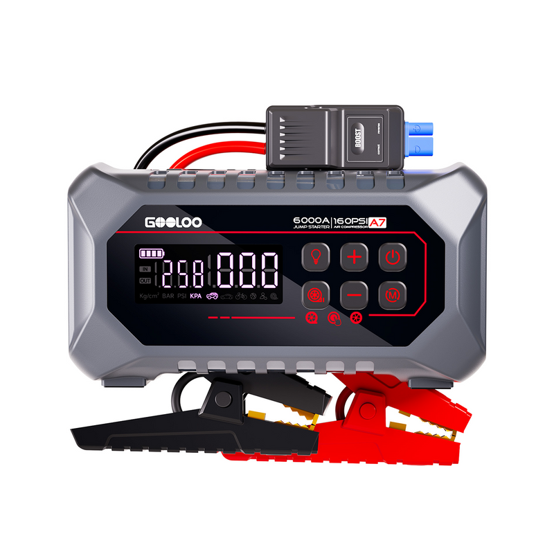 Roboti Pornire Auto - Booster auto GOOLOO A7, 6000 A, cu compresor de aer 160 PSI și baterie de 88,8 Wh