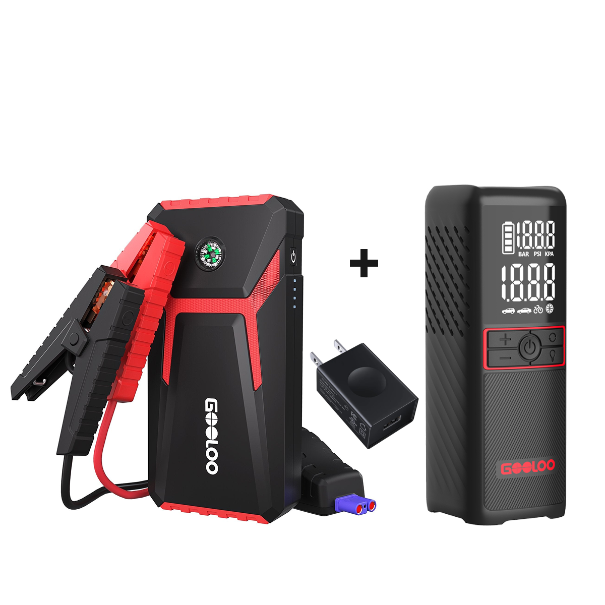 GOOLOO GE1500+GT160 Tire Inflator+15W Wall Charger