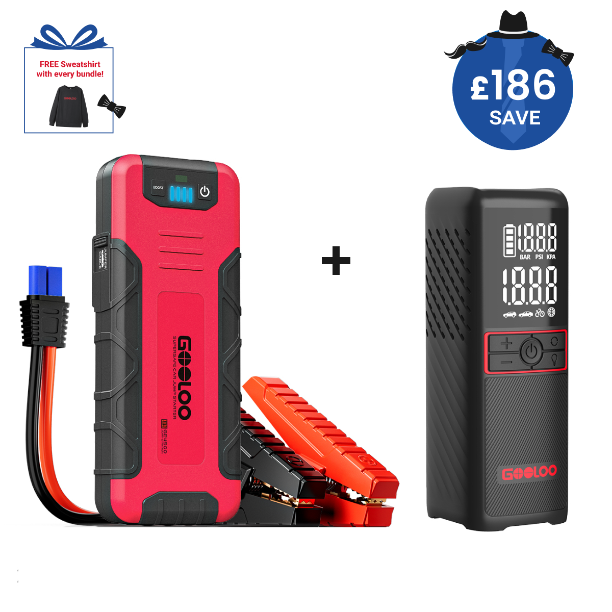 GOOLOO GE4500 Jump Starter with GT160 Tire Inflator