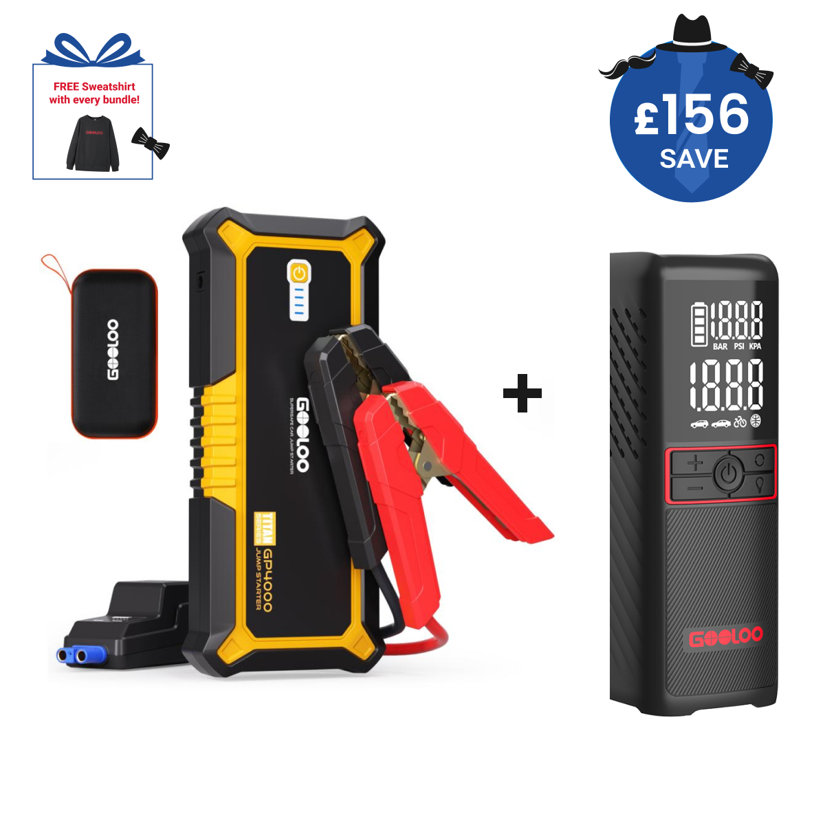 GOOLOO GP4000 Jump Starter with GT160 Tire Inflator