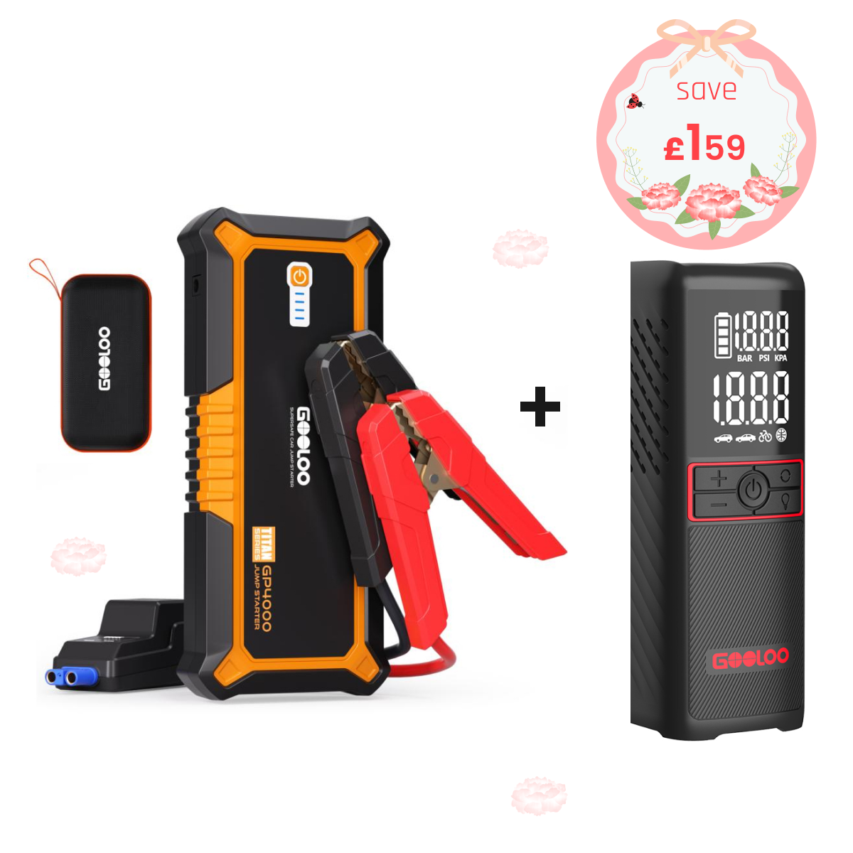 GOOLOO GP4000 Jump Starter with GT160 Tire Inflator