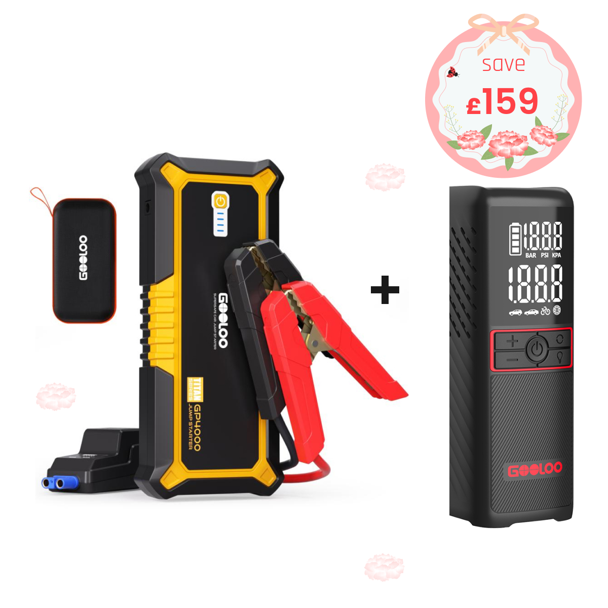 GOOLOO GP4000 Jump Starter with GT160 Tire Inflator