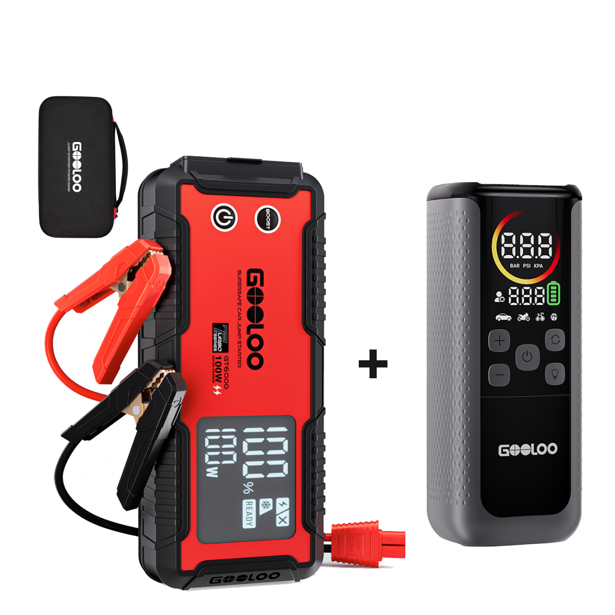 FREE F3 GOOLOO GT6000 + GT160 DUAL Tyre Inflator + EVA Box